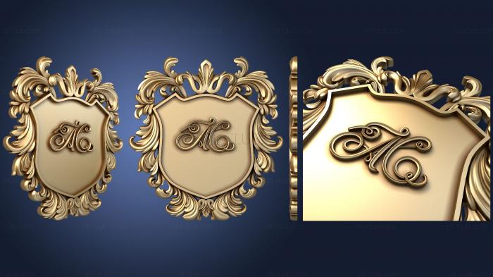 3D model Coat of arms with initials (STL)